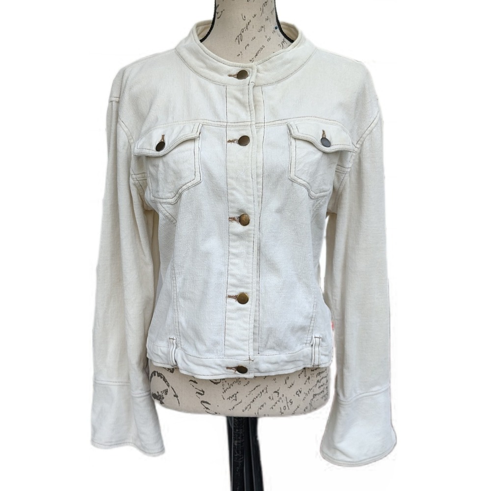 Vintage Y2K Cream Cordouroy Jacket L Cropped Bell Sleeve‎ Western Boho Coastal